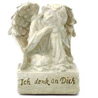 Grabschmuck Engel hockend "Ich denk an Dich" links