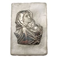 Rosenkranzdose Madonna mit Jesus aus Perlmutt, 5x7 cm