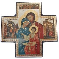 Ikonenkreuz Heilige Familie, 15 cm