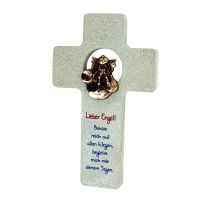 Kreuz "Schutzengel bewache mich", Stein & Bronze